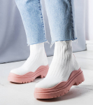 Bílé ponožkové boty s růžovou podrážkou od Cali
