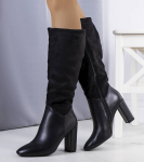 Černé zateplené boty s jehlovým podpatkem Delfor